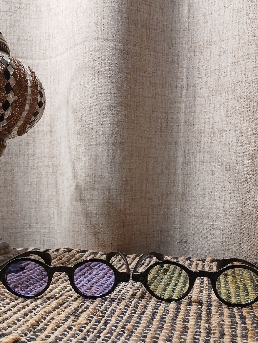 Round Vintage-Inspired Sunglasses Duo in Purple & Green Lenses